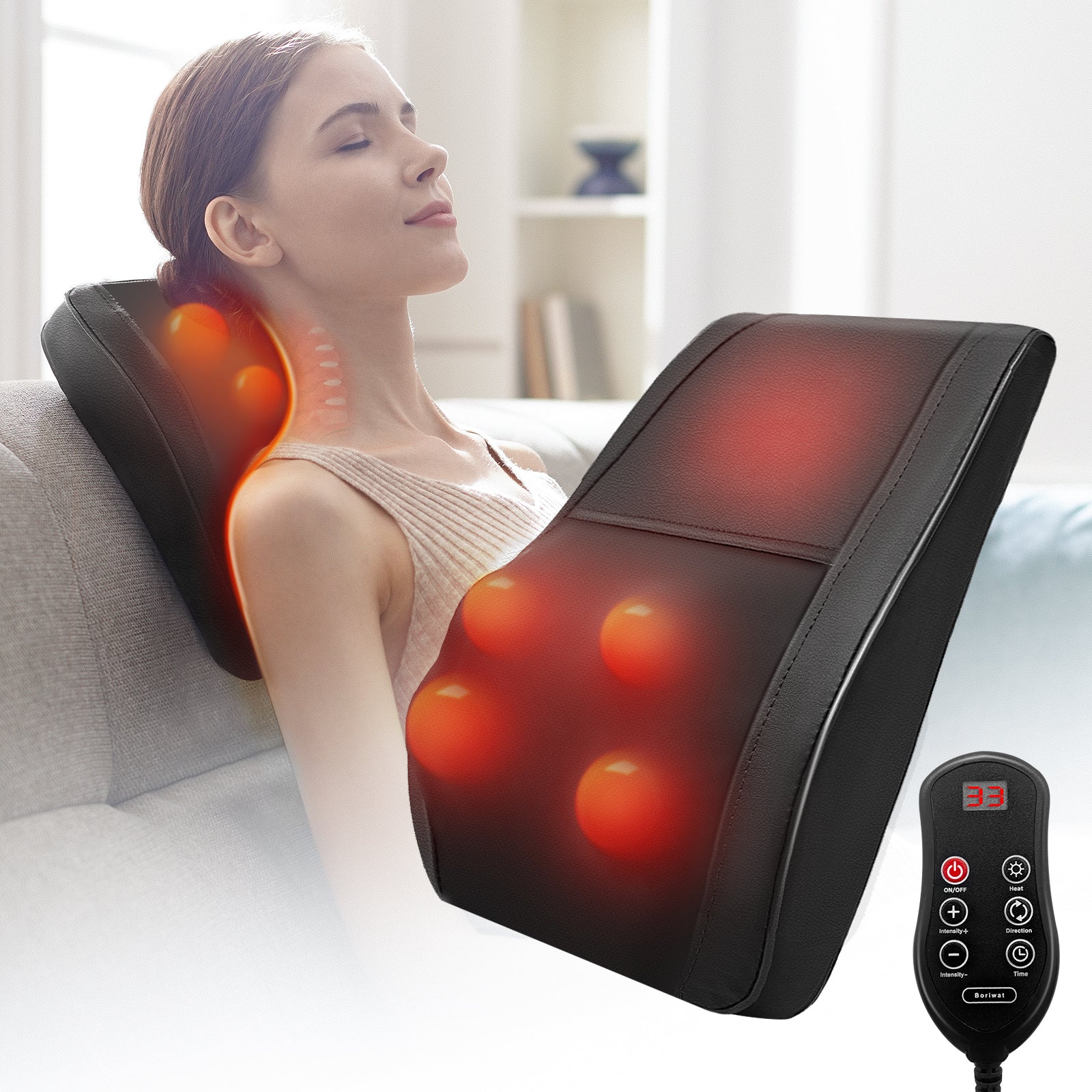 Neck & Back Massager with Heat, 3D Deep-Kneading Shiatsu massager for neck and back, Black — Gift for Women & Men