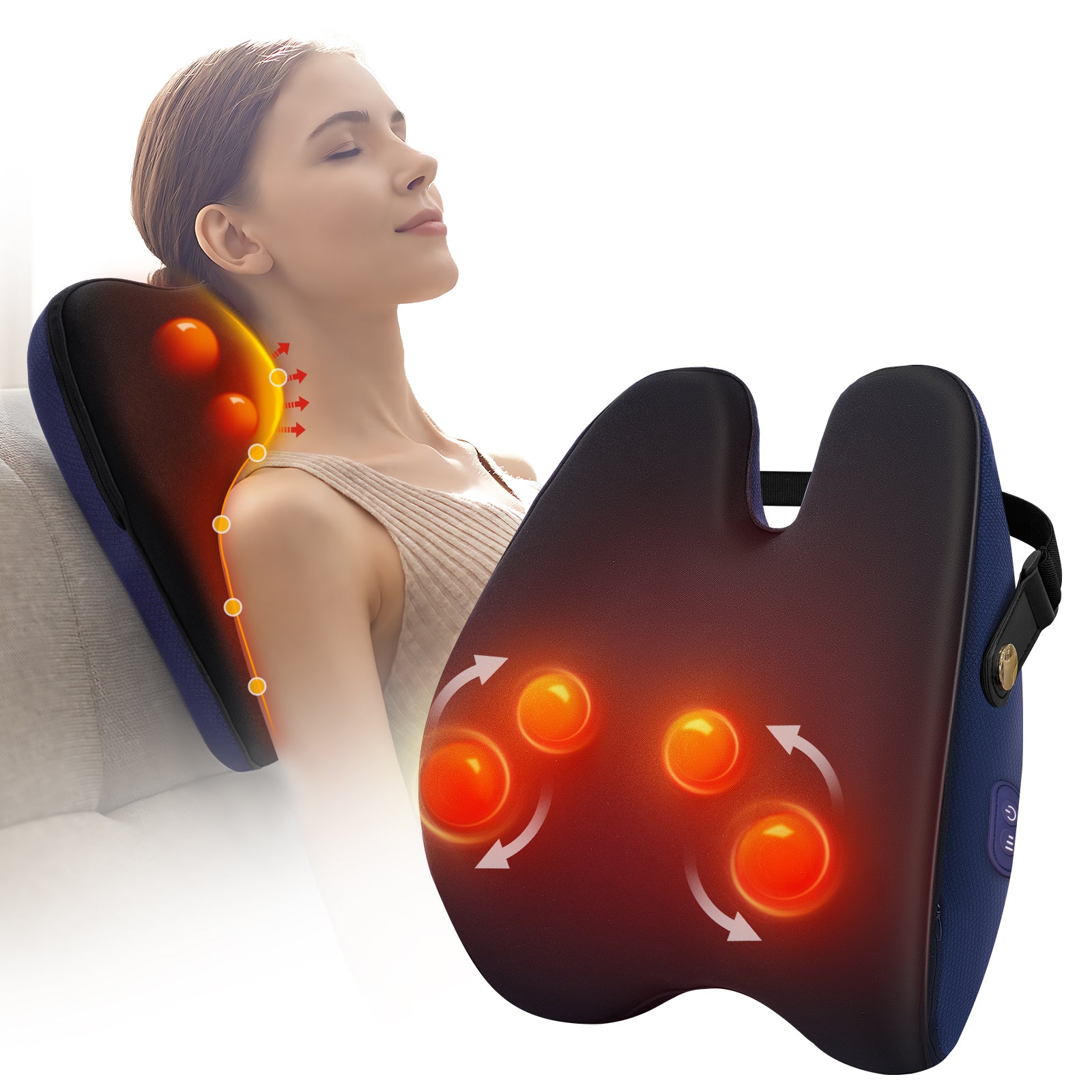 Neck and Back Massager with Heat Deep Kneading Massage Pillow for Lower Back, Shoulder, Gifts for Women & Men