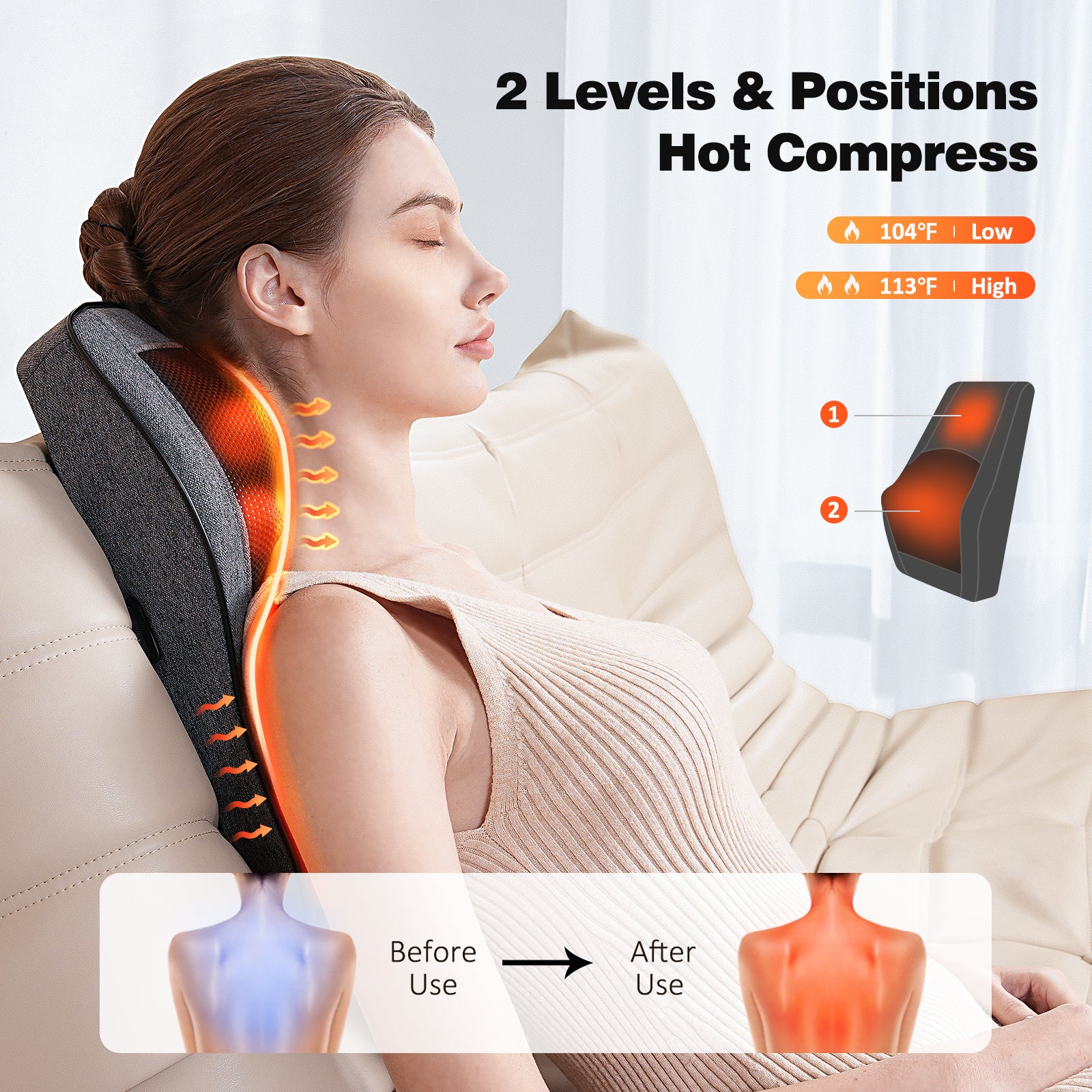 COSYSKY Shiatsu Massager, Neck & Back Massager with Heat, Deep Tissue Massage Pillow, 1 Pic, Black