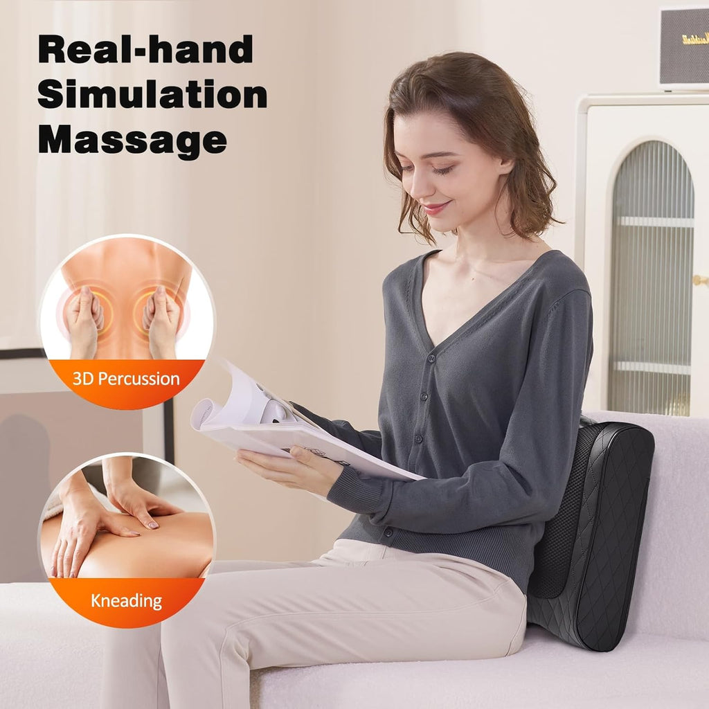 Shiatsu Back Massager with Heat Neck Massager for Deep Tissue, Up and Down Rolling Massage Heated Lower Back Massager for Office Home Car