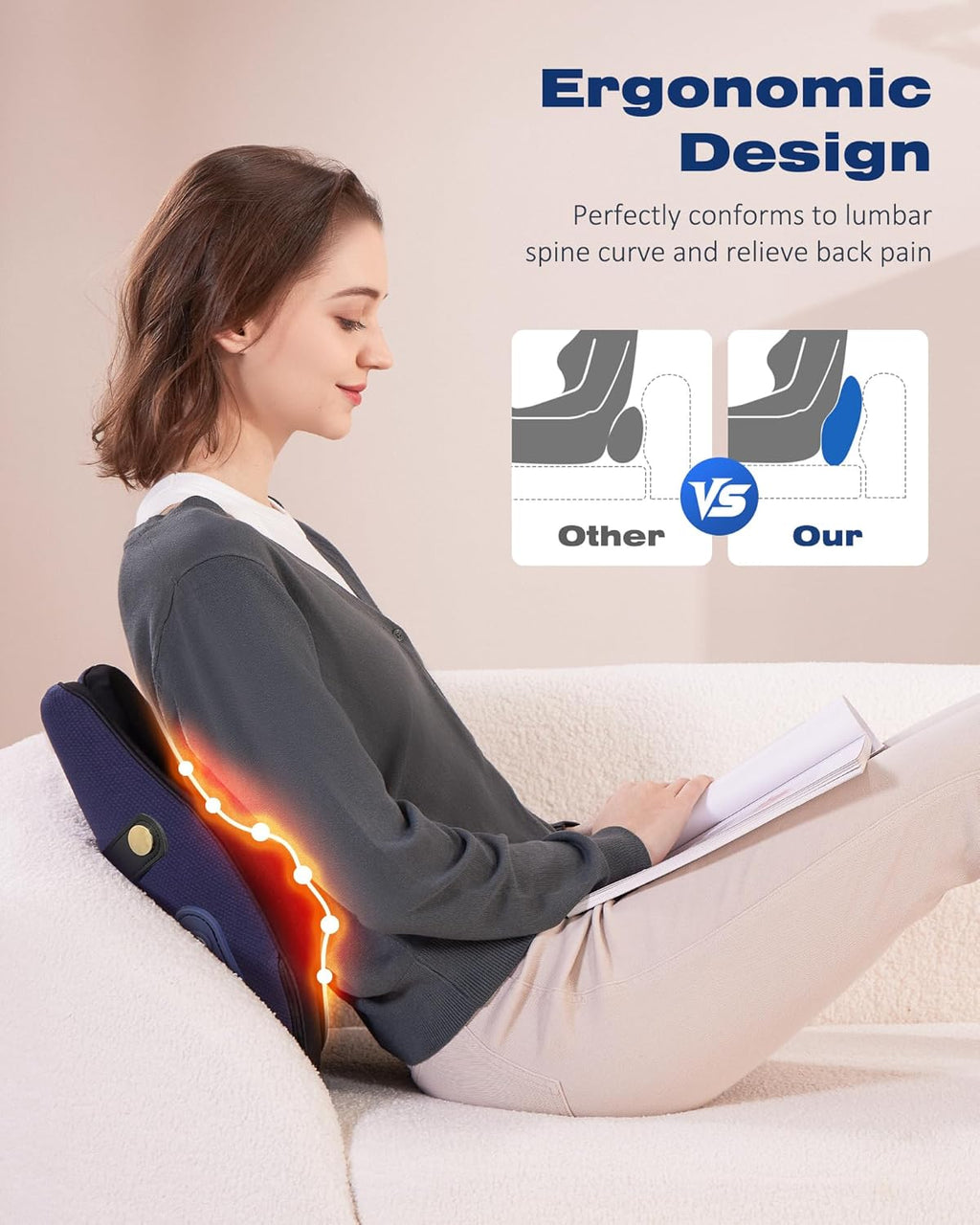 Neck and Back Massager with Heat Deep Kneading Massage Pillow for Lower Back, Shoulder, Gifts for Women & Men