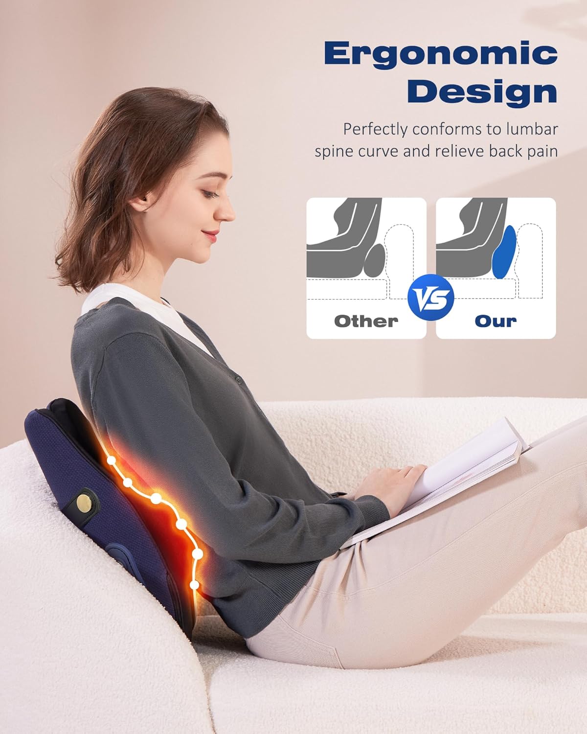 Neck and Back Massager with Heat Deep Kneading Massage Pillow for Lower Back, Shoulder, Gifts for Women & Men