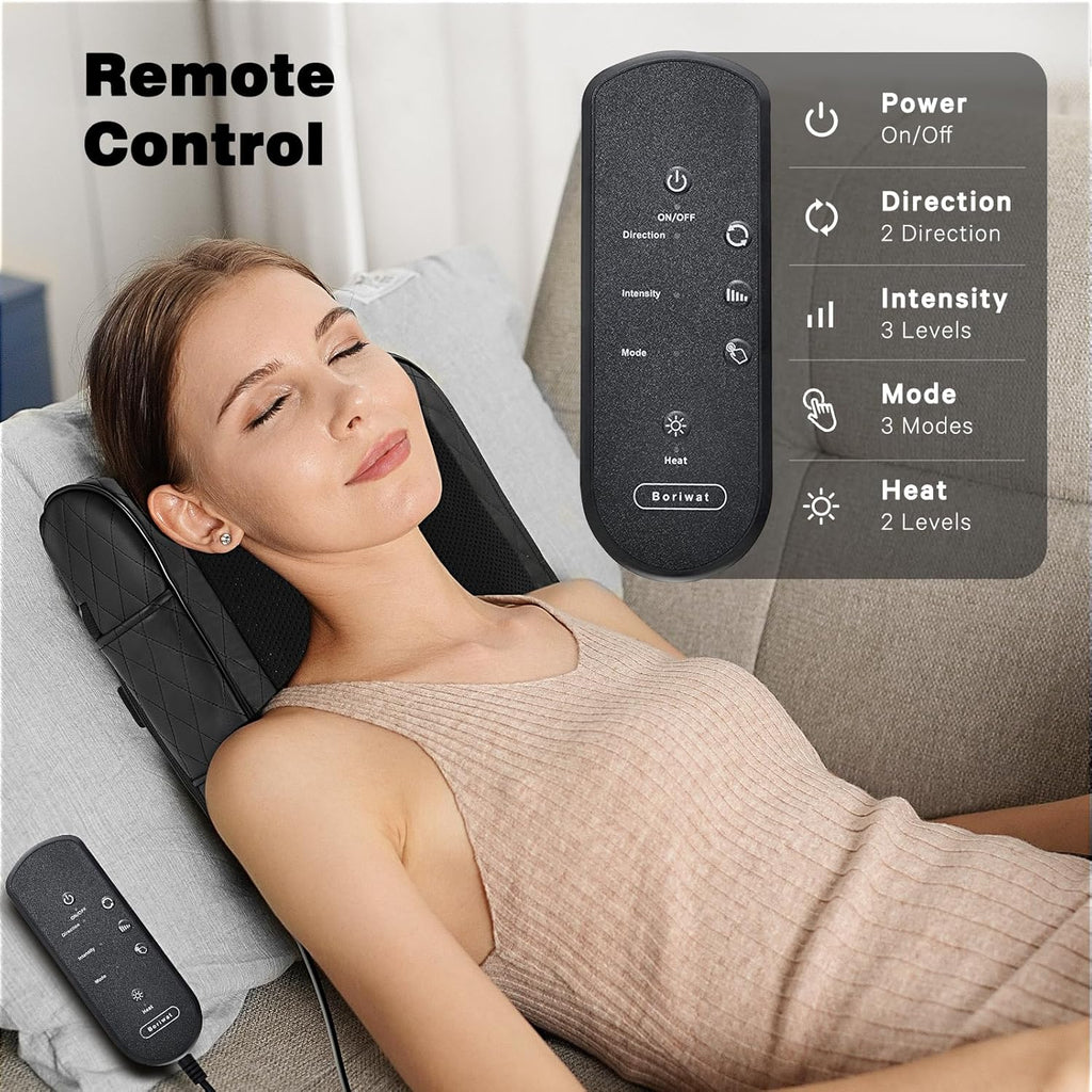 Shiatsu Back Massager with Heat Neck Massager for Deep Tissue, Up and Down Rolling Massage Heated Lower Back Massager for Office Home Car
