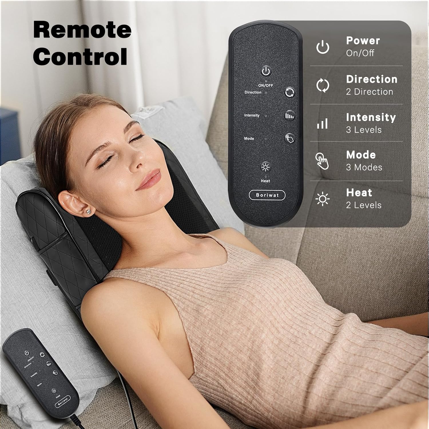 Shiatsu Back Massager with Heat Neck Massager for Deep Tissue, Up and Down Rolling Massage Heated Lower Back Massager for Office Home Car