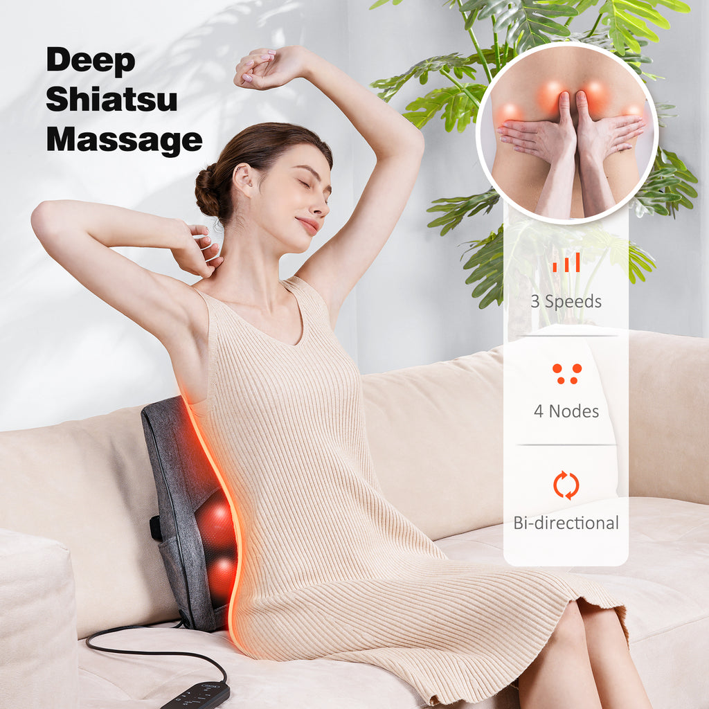 COSYSKY Shiatsu Massager, Neck & Back Massager with Heat, Deep Tissue Massage Pillow, 1 Pic, Black
