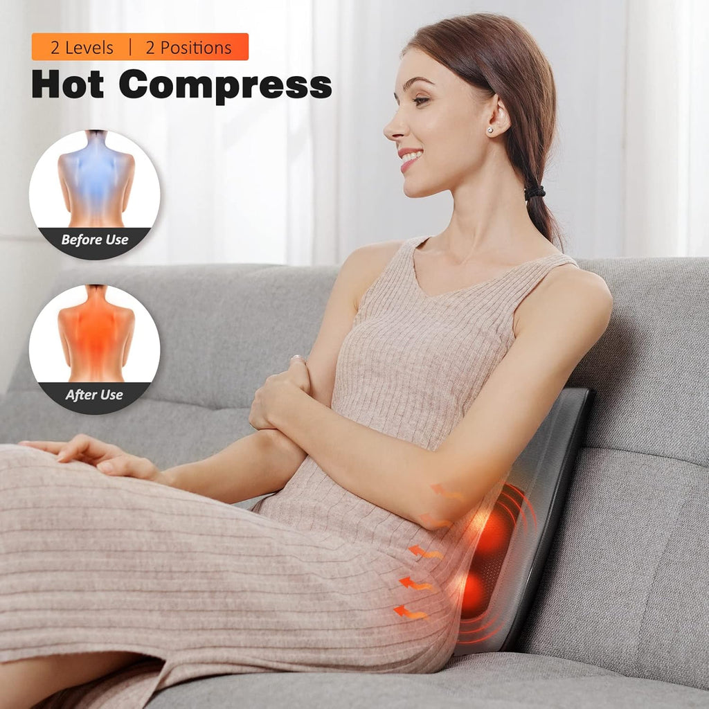 COSYSKY Back and Neck Massager with Heat - 3D Kneading Massage Pillow for Neck, Shoulder, Leg Pain Relief, Dark Gray, Gifts for Men, Women
