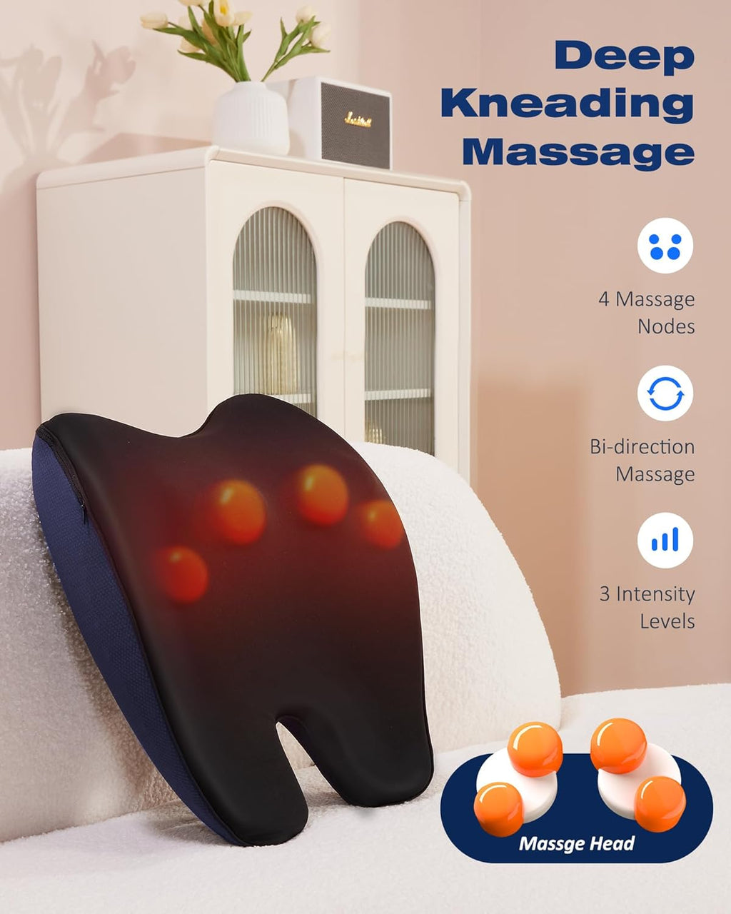 Neck and Back Massager with Heat Deep Kneading Massage Pillow for Lower Back, Shoulder, Gifts for Women & Men