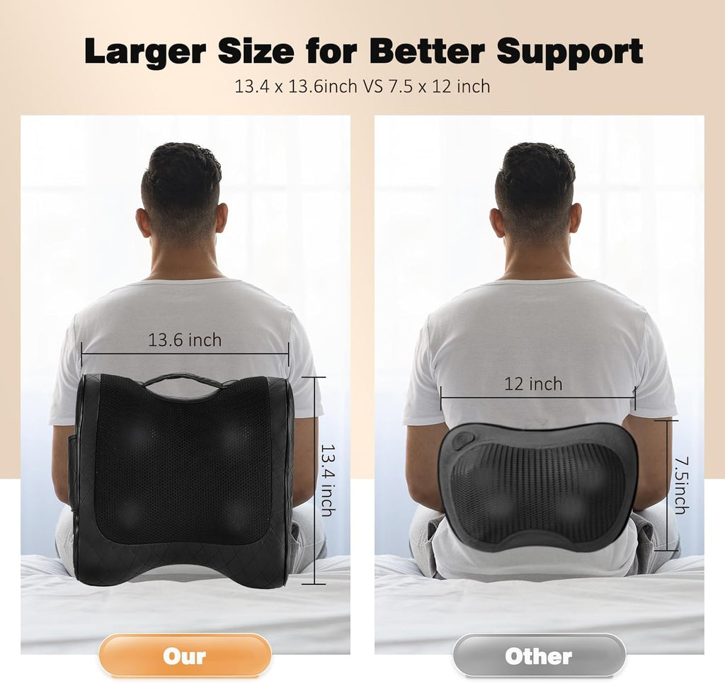 Shiatsu Back Massager with Heat Neck Massager for Deep Tissue, Up and Down Rolling Massage Heated Lower Back Massager for Office Home Car