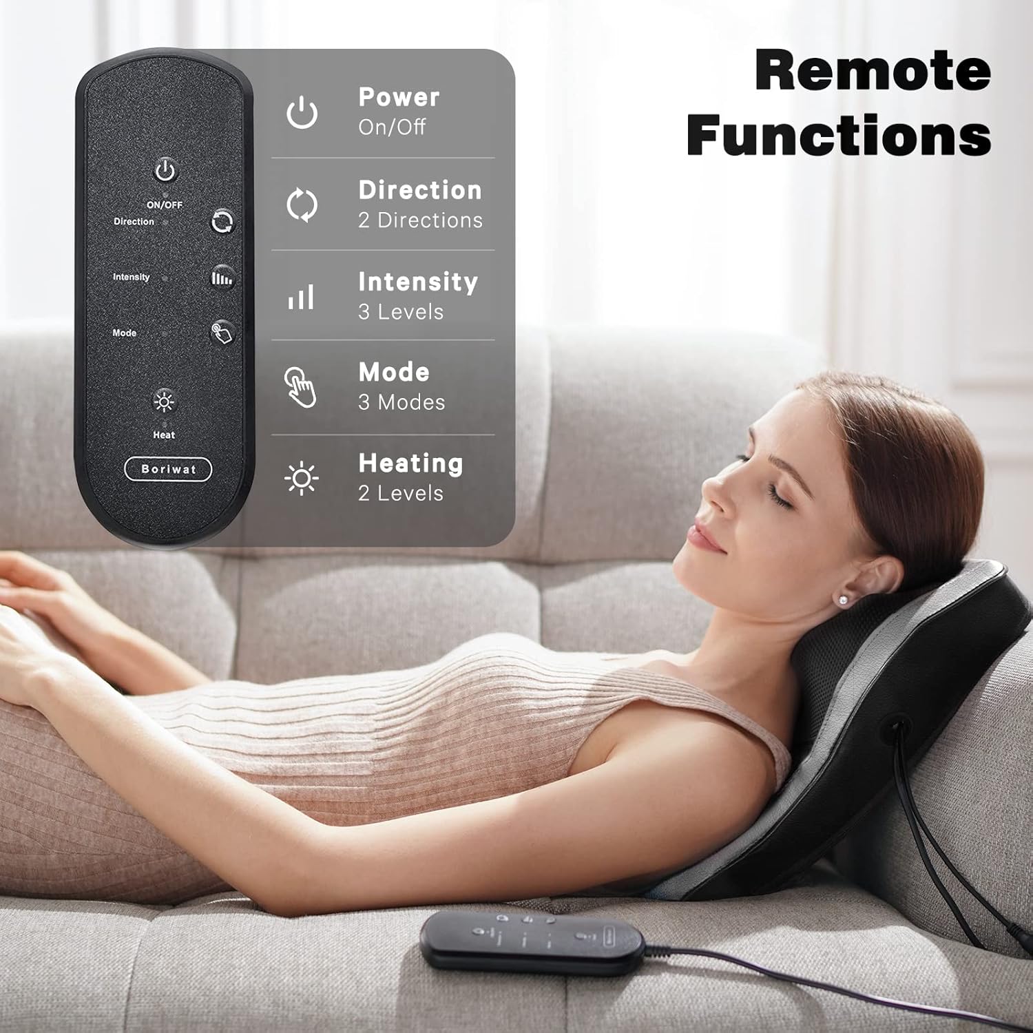 COSYSKY Back and Neck Massager with Heat - 3D Kneading Massage Pillow for Neck, Shoulder, Leg Pain Relief, Dark Gray, Gifts for Men, Women