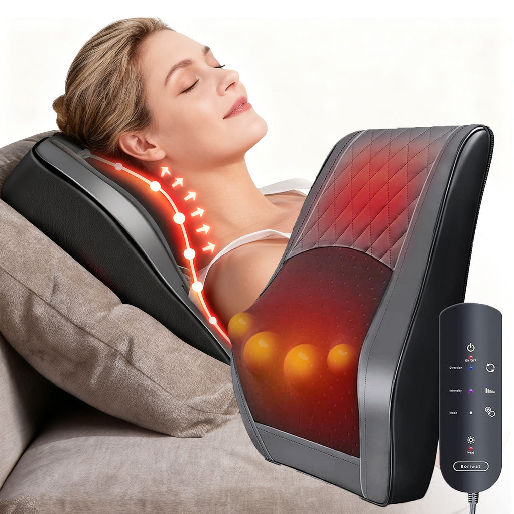 COSYSKY Back and Neck Massager with Heat - 3D Kneading Massage Pillow for Neck, Shoulder, Leg Pain Relief, Dark Gray, Gifts for Men, Women