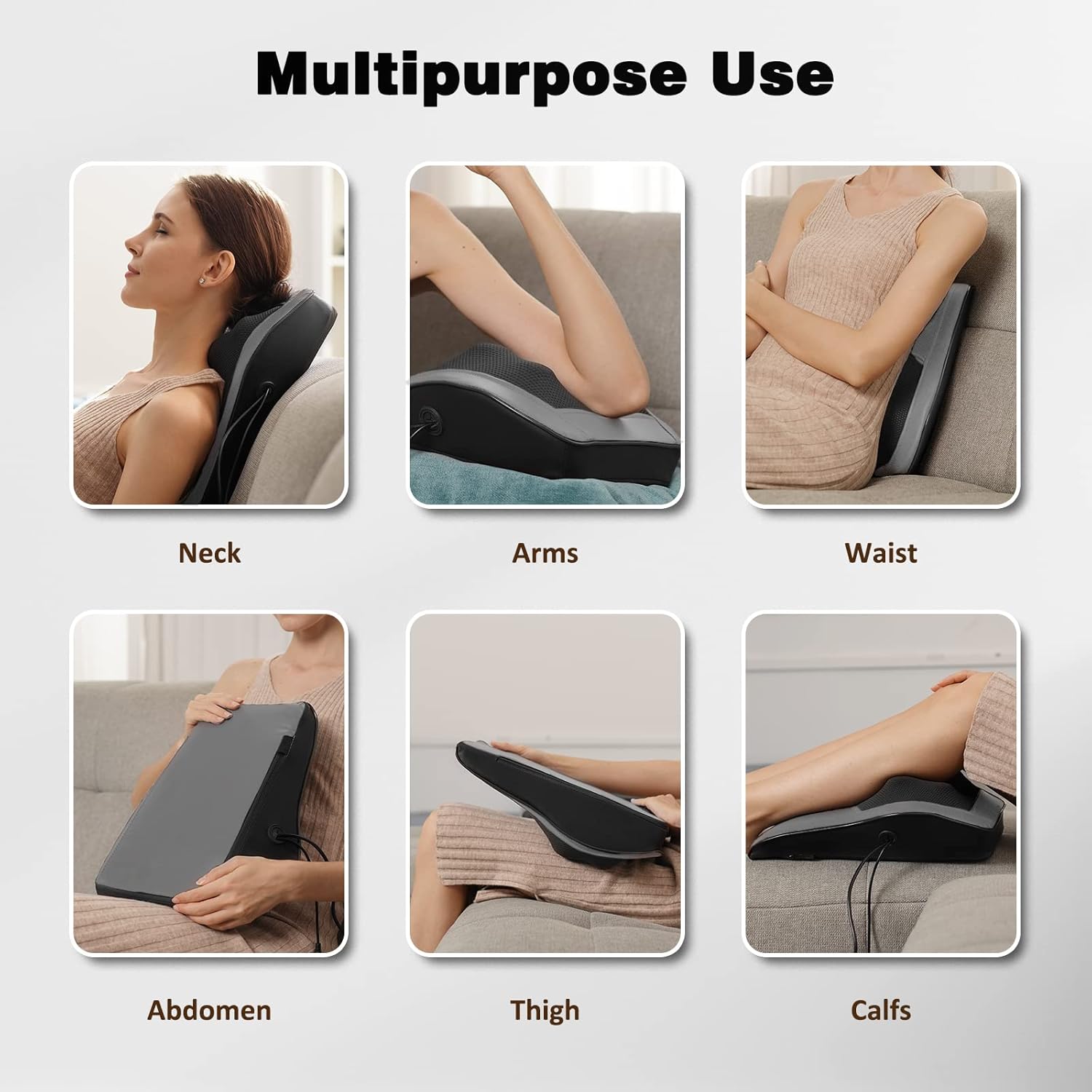 COSYSKY Back and Neck Massager with Heat - 3D Kneading Massage Pillow for Neck, Shoulder, Leg Pain Relief, Dark Gray, Gifts for Men, Women