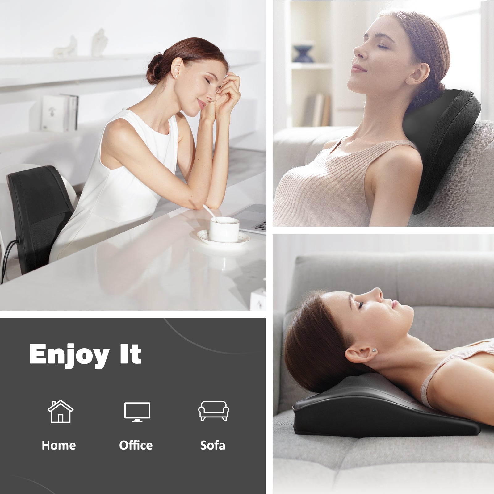Neck & Back Massager with Heat, 3D Deep-Kneading Shiatsu massager for neck and back, Black — Gift for Women & Men