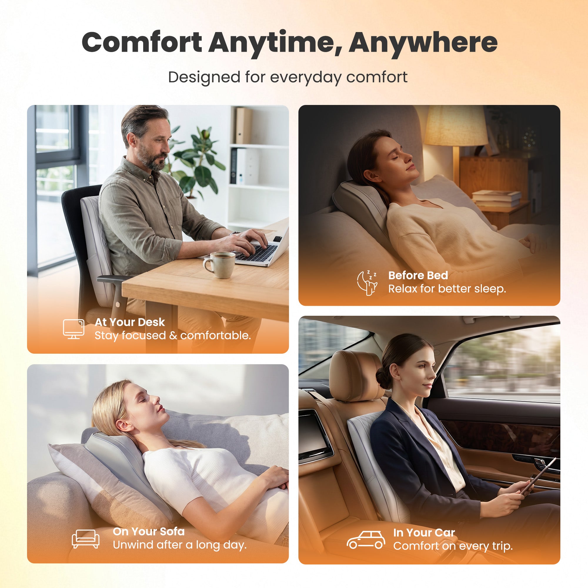 COSYSKY Neck and Back Massager with Heat — 3D Deep-Kneading Shiatsu Pillow, Gray— Gift for Mom & Dad