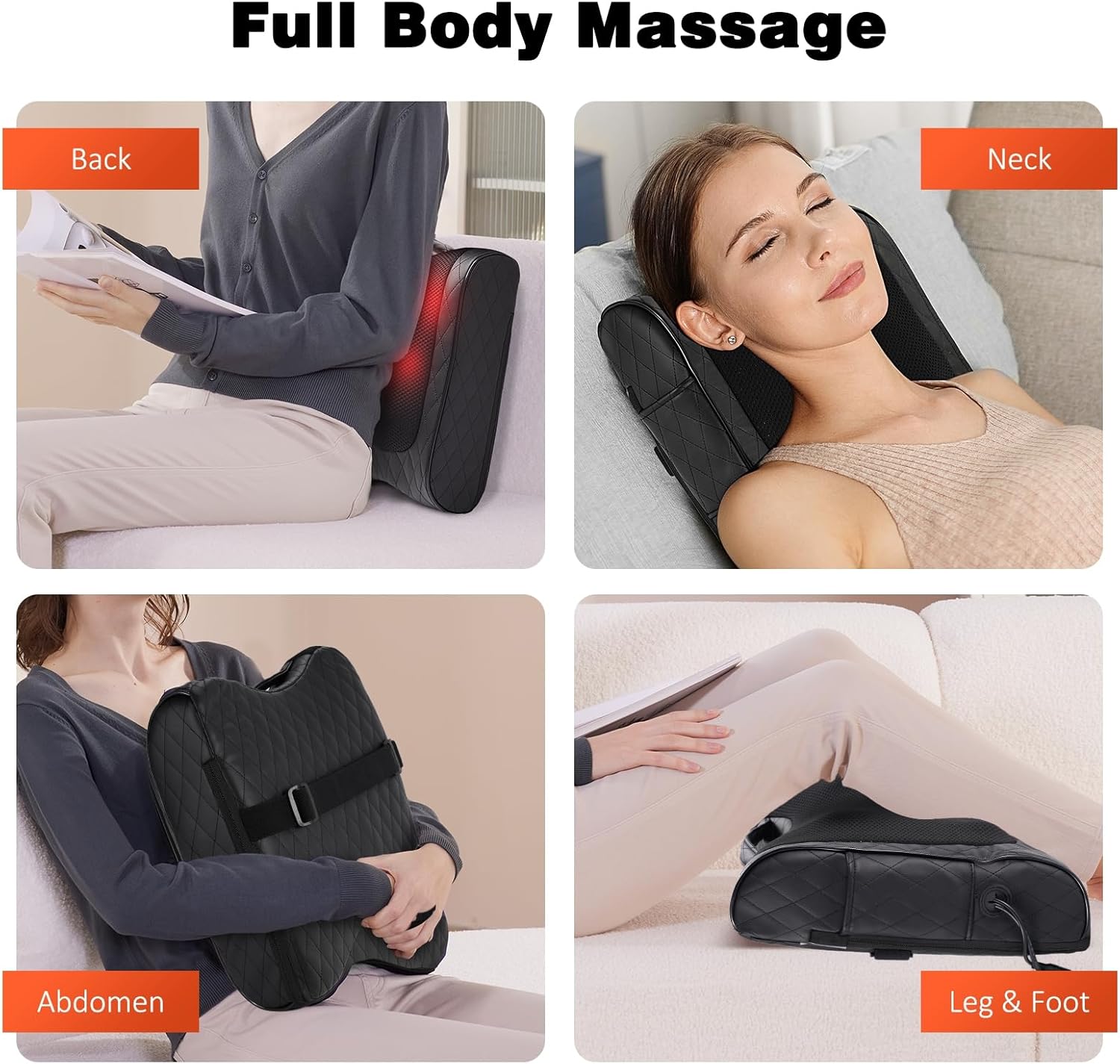 Shiatsu Back Massager with Heat Neck Massager for Deep Tissue, Up and Down Rolling Massage Heated Lower Back Massager for Office Home Car