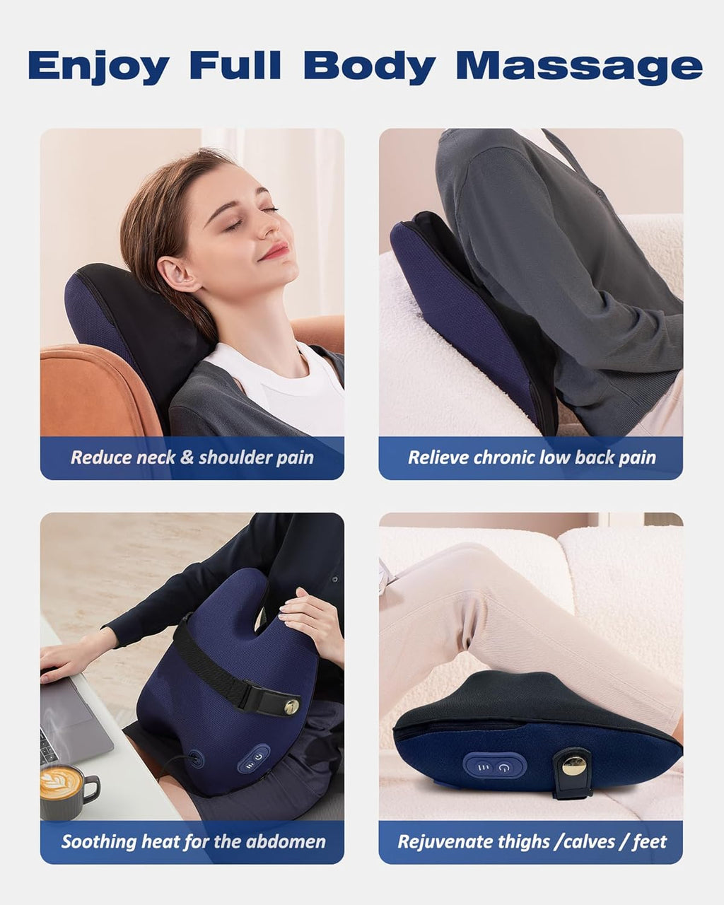Neck and Back Massager with Heat Deep Kneading Massage Pillow for Lower Back, Shoulder, Gifts for Women & Men
