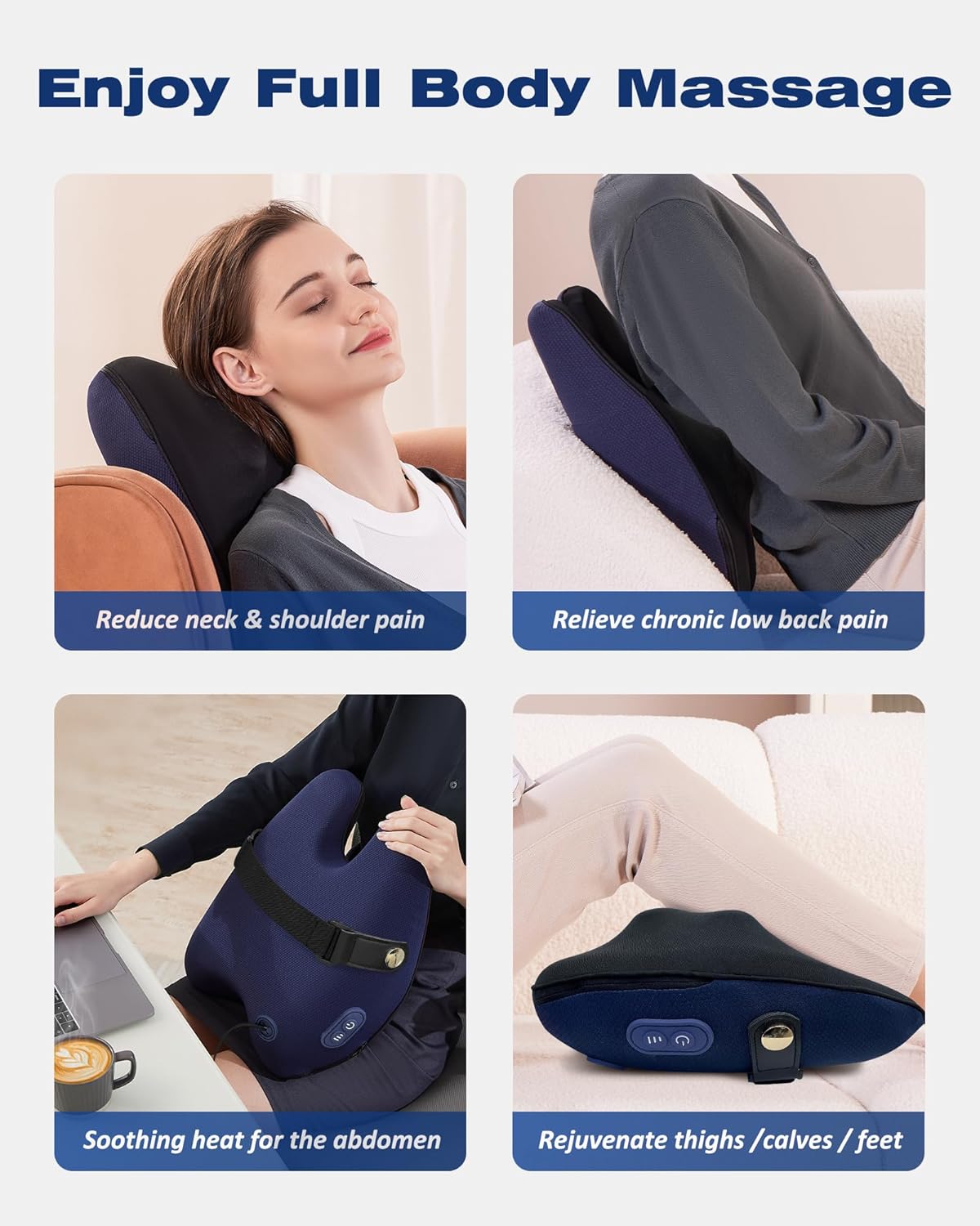 Neck and Back Massager with Heat Deep Kneading Massage Pillow for Lower Back, Shoulder, Gifts for Women & Men