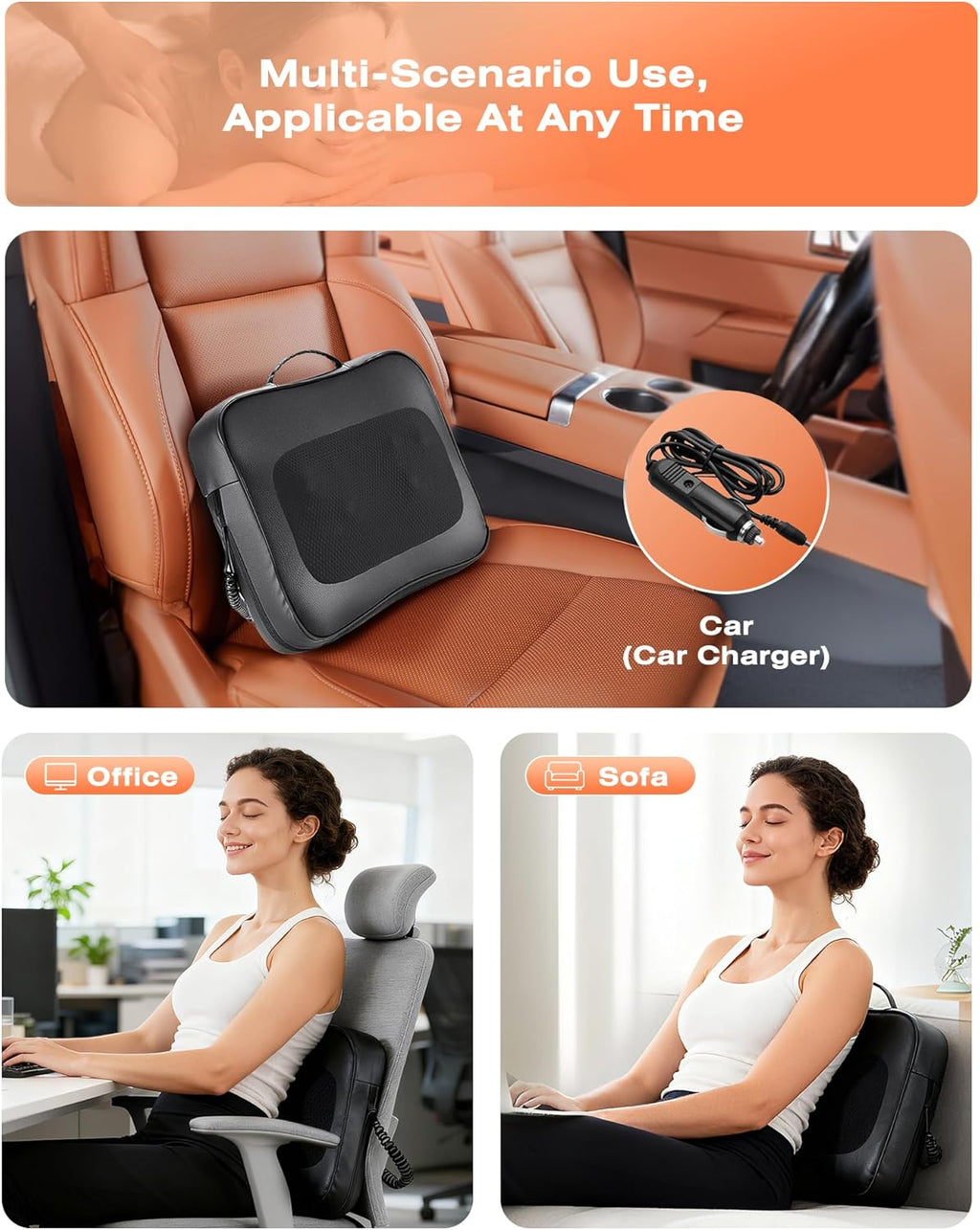 Back Massager for Deep Tissue with Heat - Shiatsu Kneading Back Massage for Chair, Neck Massagers Pad for Lower Back, Lumbar Support Pillow for Office Car