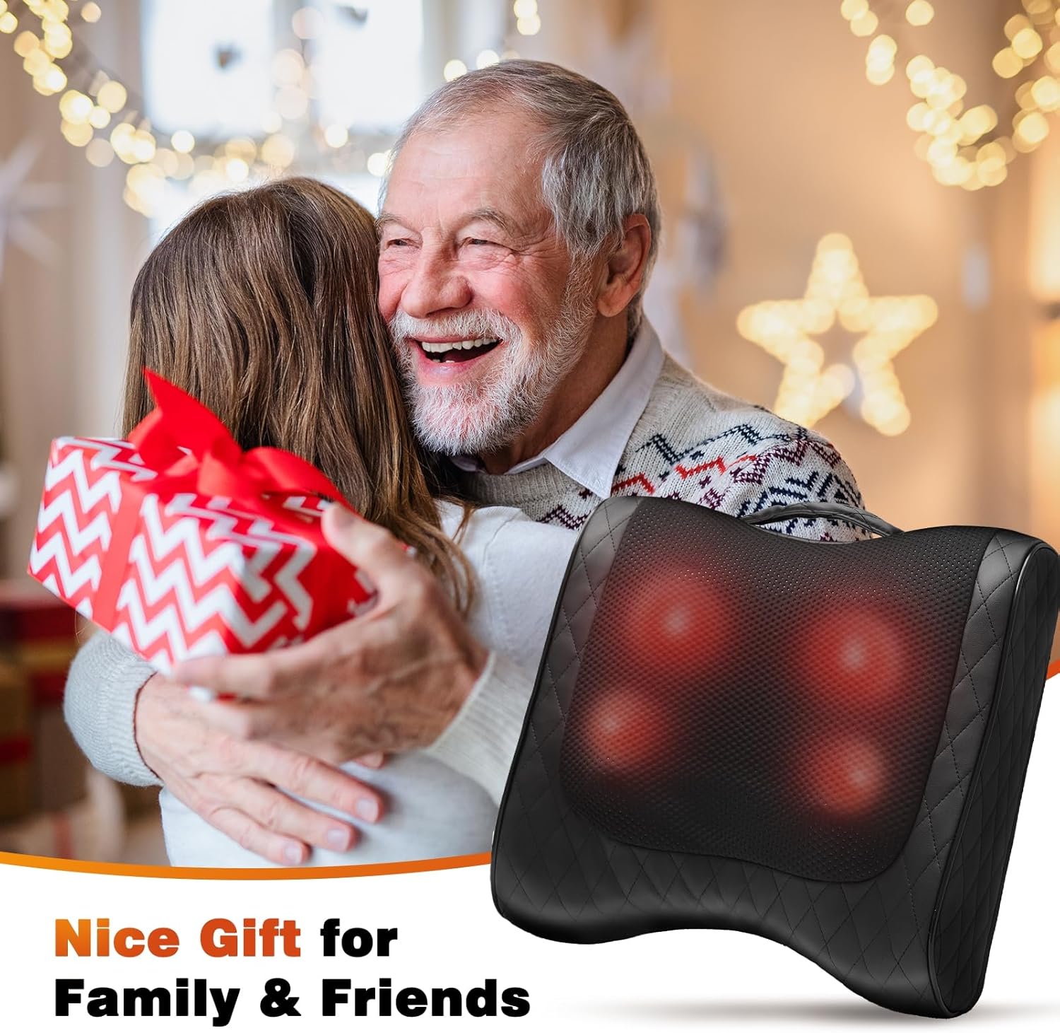 Shiatsu Back Massager with Heat Neck Massager for Deep Tissue, Up and Down Rolling Massage Heated Lower Back Massager for Office Home Car