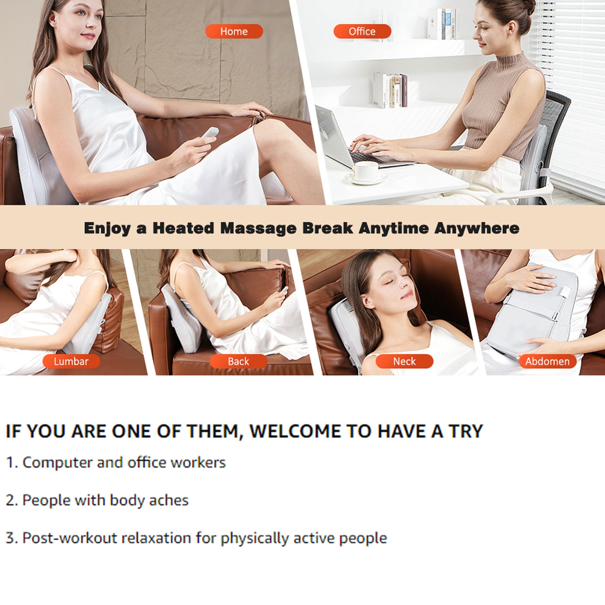 Neck & Back Massager with Heat — 3D Deep-Kneading Shiatsu Pillow, Gray— Gift for Mom & Dad